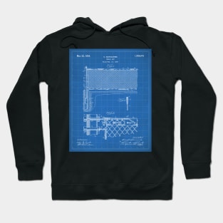 Tennis Net Patent - Tennis Lover Coach Instructor Art - Blueprint Hoodie